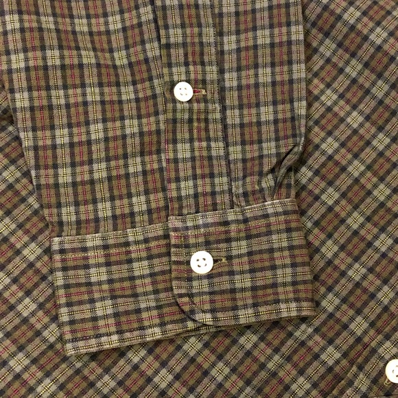 RALPH LAUREN Long Sleeve Olive Green Plaid Button Down Dress Shirt Sz Large - Picture 8 of 12